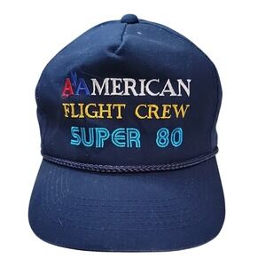 American Flight Crew Hat Cap Super 80‎ AA Navy Blue Snapback Baseball Cap Unisex